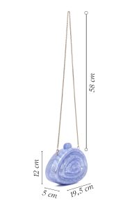 کیف مینی کلاچ زنانه آبی بند بلند طرح‌دار دری مد