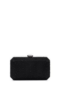 کیف مینی کلاچ زنانه مشکی بند بلند زنجیری نگین‌دار دری مد