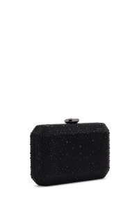 کیف مینی کلاچ زنانه مشکی بند بلند زنجیری نگین‌دار دری مد