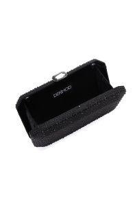 کیف مینی کلاچ زنانه مشکی بند بلند زنجیری نگین‌دار دری مد