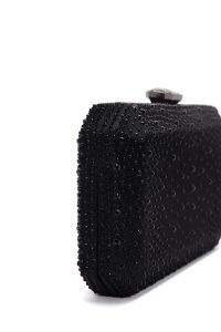 کیف مینی کلاچ زنانه مشکی بند بلند زنجیری نگین‌دار دری مد