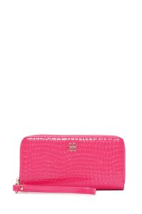 کیف پول زنانه کروکودیل صورتی دری مد