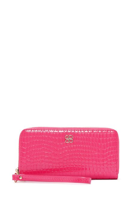 کیف پول زنانه کروکودیل صورتی دری مد