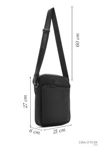 کیف کراس بادی چرمی مردانه مشکی طرح دار دری مد