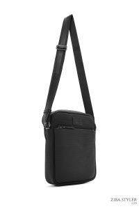 کیف کراس بادی چرمی مردانه مشکی طرح دار دری مد