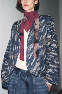 کیمونو زنانه دوخت لوزی افکت جین منجوق‌دوزی زارا – ZARA