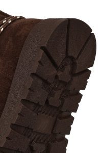 بوت تدی جیر زنانه قهوه‌ای بنددار لژدار دری مد