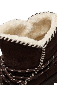 بوت تدی جیر زنانه قهوه‌ای بنددار لژدار دری مد