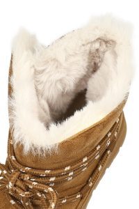 بوت تدی جیر زنانه قهوه‌ای بنددار لژدار دری مد