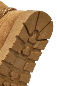 بوت تدی جیر زنانه قهوه‌ای بنددار لژدار دری مد