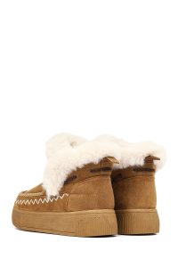 بوت تدی جیر زنانه قهوه‌ای منگوله‌دار لژدار دری مد