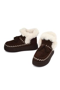 بوت تدی جیر زنانه قهوه‌ای منگوله‌دار لژدار دری مد