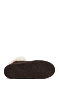 بوت تدی جیر زنانه قهوه‌ای منگوله‌دار لژدار دری مد