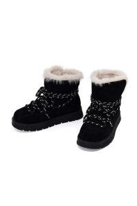 بوت تدی جیر زنانه مشکی بنددار لژدار دری مد