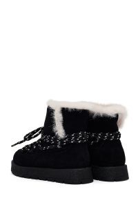 بوت تدی جیر زنانه مشکی بنددار لژدار دری مد