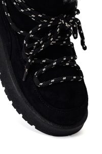 بوت تدی جیر زنانه مشکی بنددار لژدار دری مد