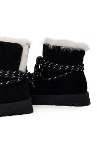 بوت تدی جیر زنانه مشکی بنددار لژدار دری مد