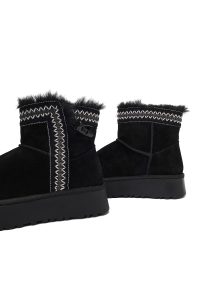 بوت تدی جیر زنانه مشکی زیره ضخیم طرح‌دار دری‌مد