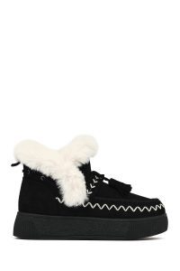 بوت تدی جیر زنانه مشکی منگوله‌دار لژدار دری مد