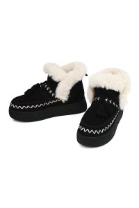 بوت تدی جیر زنانه مشکی منگوله‌دار لژدار دری مد