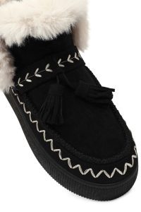 بوت تدی جیر زنانه مشکی منگوله‌دار لژدار دری مد