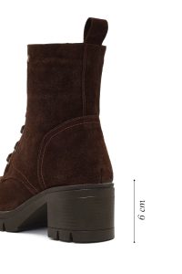 بوت جیر زنانه قهوه‌ای زیپ‌دار پاشنه ضخیم دری مد