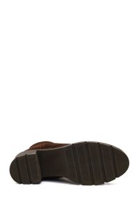 بوت جیر زنانه قهوه‌ای زیپ‌دار پاشنه ضخیم دری مد