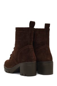 بوت جیر زنانه قهوه‌ای زیپ‌دار پاشنه ضخیم دری مد