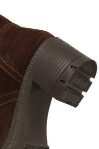 بوت جیر زنانه قهوه‌ای زیپ‌دار پاشنه ضخیم دری مد