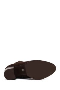 بوت جیر زنانه قهوه‌ای زیپ‌دار پاشنه ضخیم دری مد