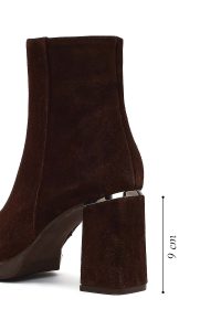 بوت جیر زنانه قهوه‌ای زیپ‌دار پاشنه ضخیم دری مد