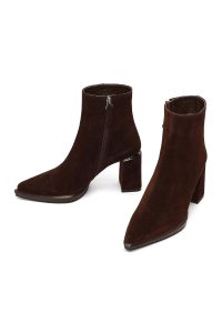 بوت جیر زنانه قهوه‌ای زیپ‌دار پاشنه ضخیم دری مد