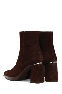 بوت جیر زنانه قهوه‌ای زیپ‌دار پاشنه ضخیم دری مد