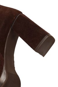 بوت جیر زنانه قهوه‌ای زیپ‌دار پاشنه ضخیم دری مد