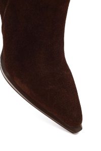 بوت جیر زنانه قهوه‌ای زیپ‌دار پاشنه ضخیم دری مد