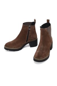 بوت جیر زنانه ویزون زیپ‌دار پاشنه ضخیم دری مد