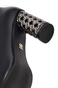 بوت زنانه مشکی بنددار زیپ‌دار پاشنه ضخیم دری مد