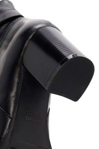 بوت زنانه چرمی مشکی پاشنه ضخیم زیپ دار دری مد