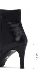 بوت زنانه چرمی مشکی پاشنه نازک زیپ دار دری مد