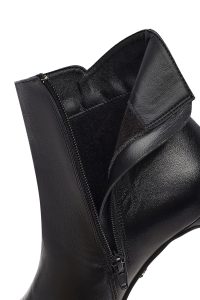 بوت زنانه چرمی مشکی پاشنه نازک زیپ دار دری مد