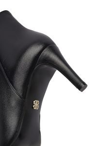 بوت زنانه چرمی مشکی پاشنه نازک زیپ دار دری مد