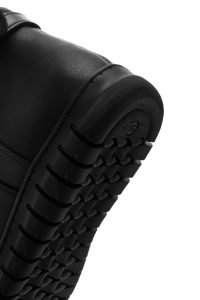 بوت زنانه چرمی مشکی کامفورت زیپ دار سگک دار دری مد