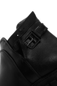 بوت زنانه چرمی مشکی کامفورت زیپ دار سگک دار دری مد