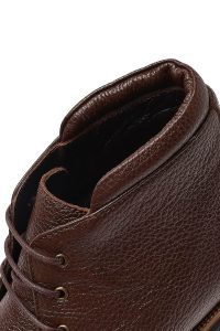 بوت مردانه چرمی قهوه‌ای بندی دری مد