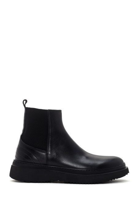 بوت مردانه چرمی مشکی چلسی دری مد