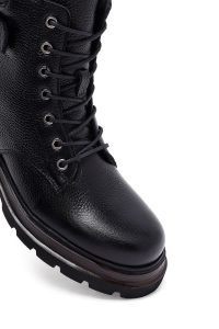 بوت پستال زنانه چرمی مشکی بند دار زیپ دار دری مد