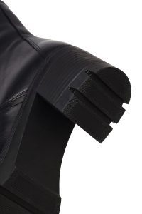 بوت چرمی زنانه مشکی زیپ‌دار پاشنه ضخیم دری مد