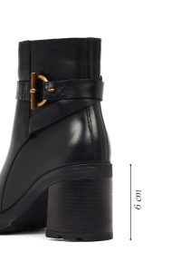 بوت چرمی زنانه مشکی زیپ‌دار پاشنه ضخیم دری مد