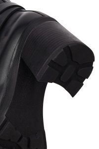 بوت چرمی زنانه مشکی زیپ‌دار پاشنه ضخیم دری مد