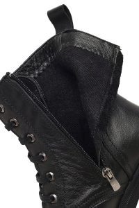 بوت چرمی زنانه مشکی زیپ‌دار پاشنه ضخیم دری مد